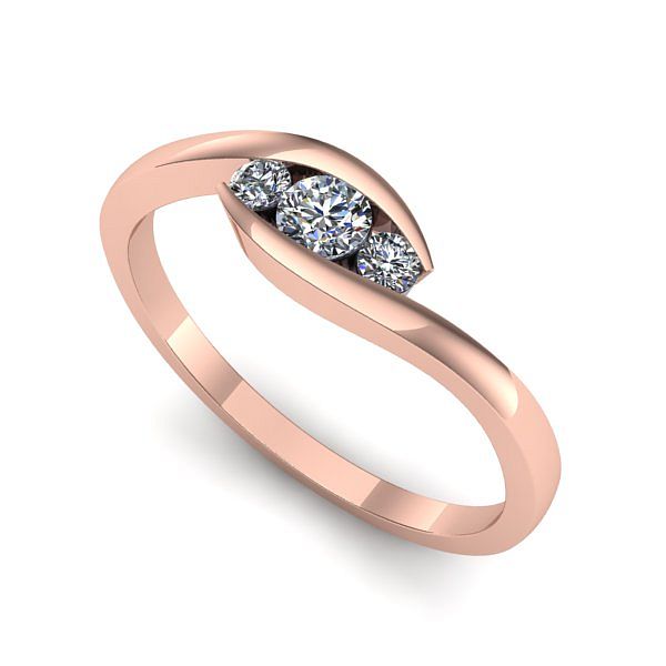 Inel de logodna din aur roz cu diamant