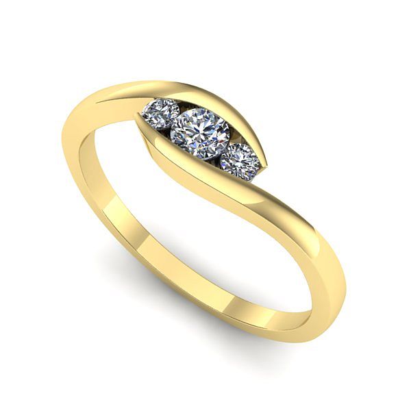 Inel logodna din aur galben cu safir alb