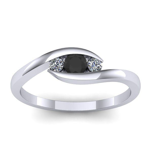 Inel cu diamant negru rotund