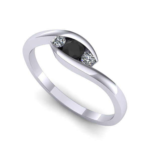 Inel de logodna din aur alb cu diamant negru