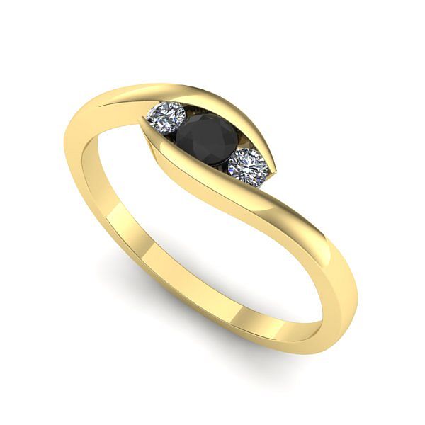 Inel logodna din aur galben cu diamant negru