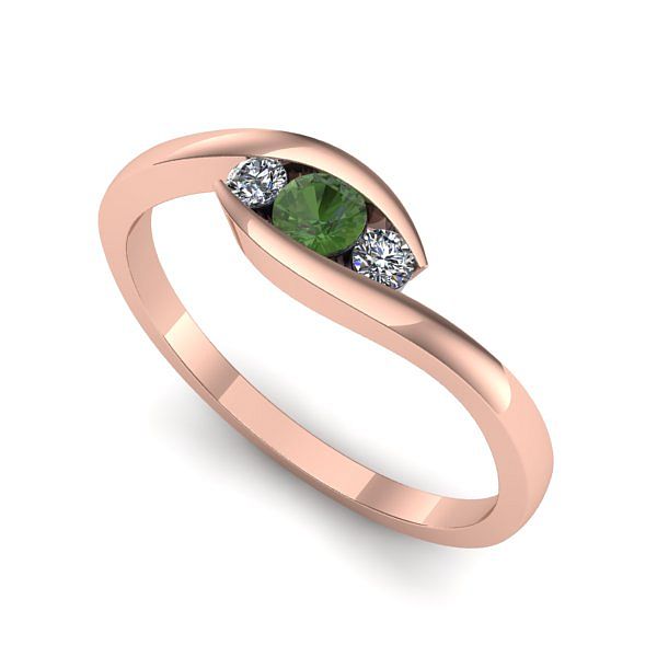Inel logodna din aur roz cu peridot