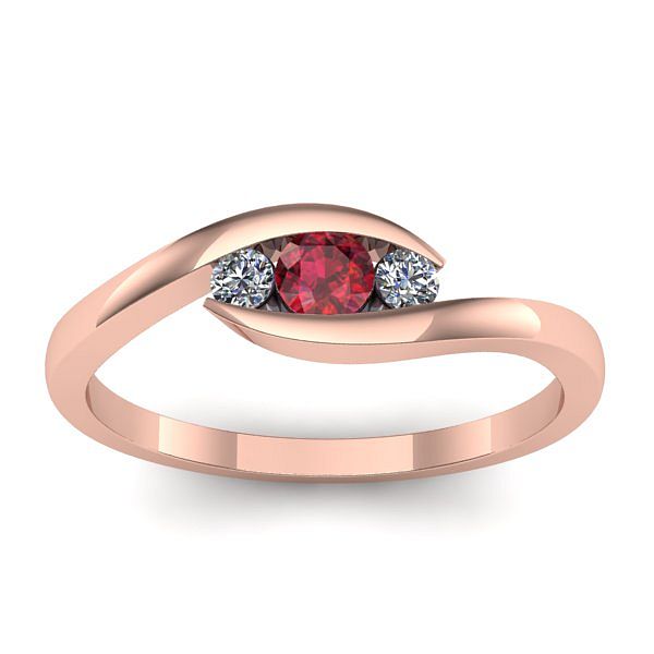 Inel logodna cu rubin rotund