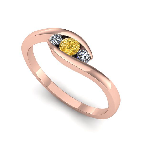 Inel logodna din aur roz cu safir galben