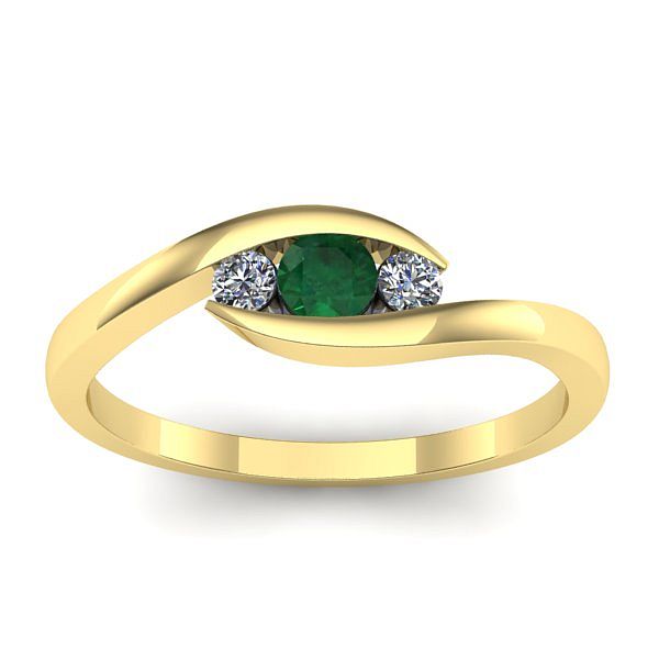 Inel logodna cu smarald rotund