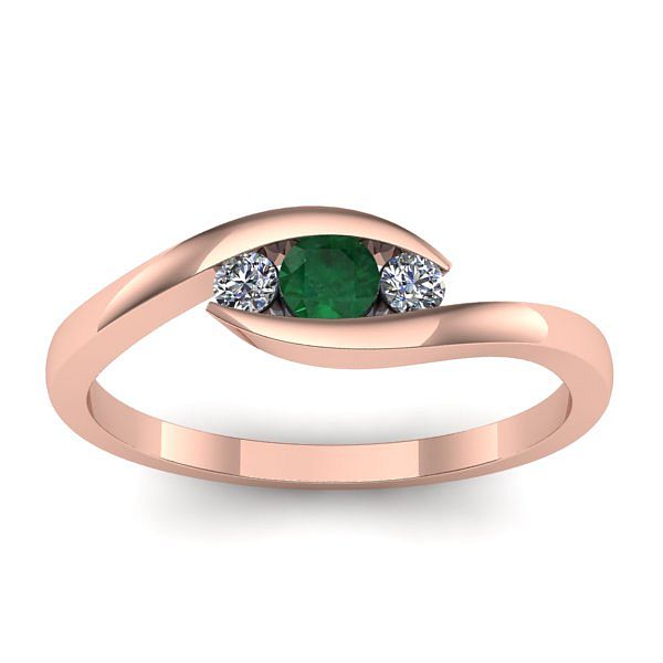 Inel logodna cu smarald rotund