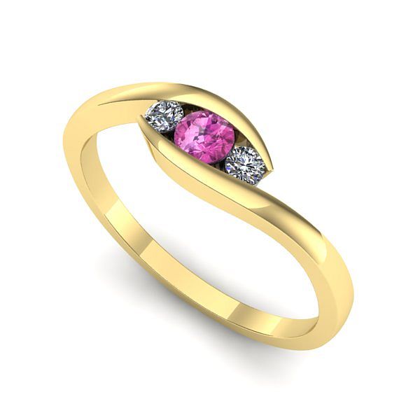 Inel din aur galben cu safir roz