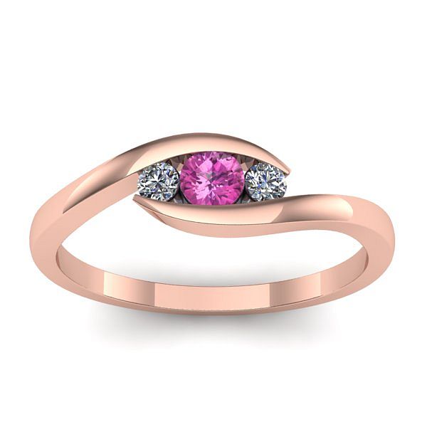 Inel logodna cu safir roz rotund