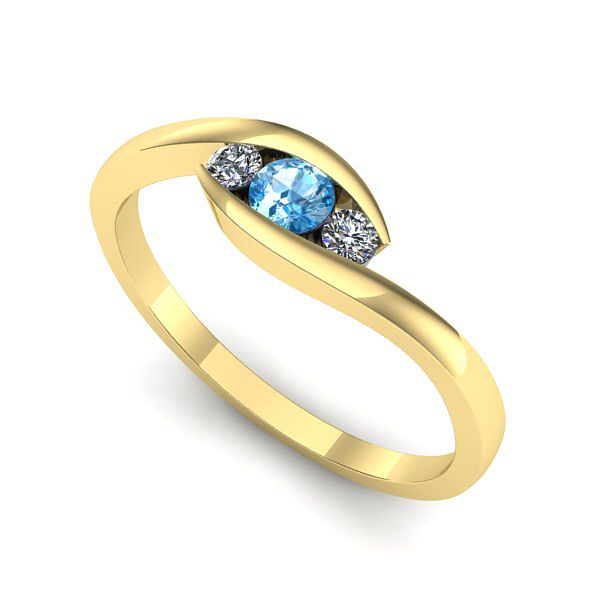 Inel din aur galben cu topaz blue