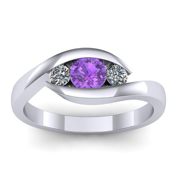 Inel de logodna cu ametist rotund