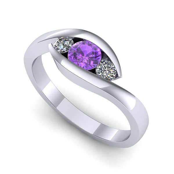 Inel logodna din aur alb cu ametist