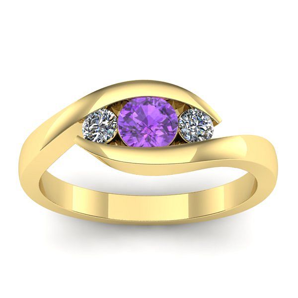 Inel de logodna cu ametist rotund