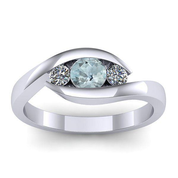 Inel cu aquamarin rotund