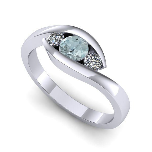 Inel din aur alb cu aquamarin