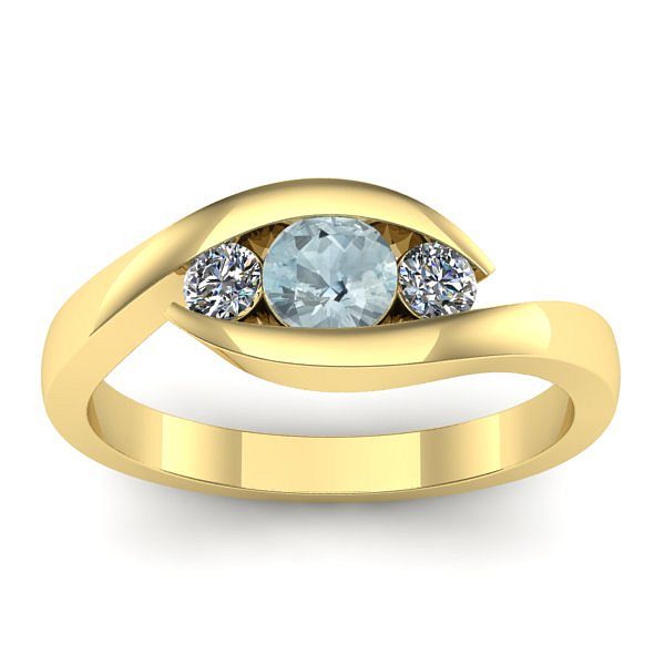 Inel cu aquamarin rotund