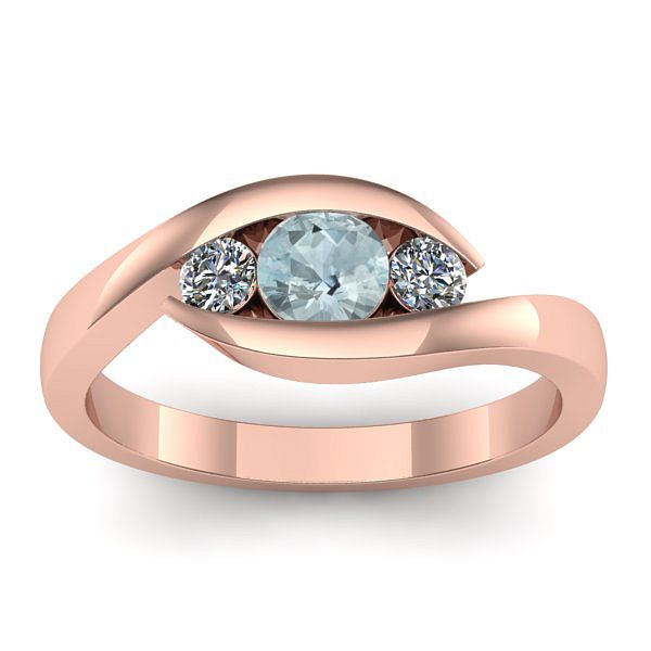 Inel logodna cu aquamarin rotund