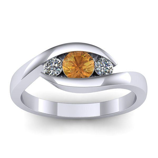 Inel cu citrin rotund