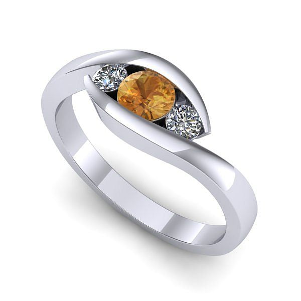 Inel din aur alb cu citrin