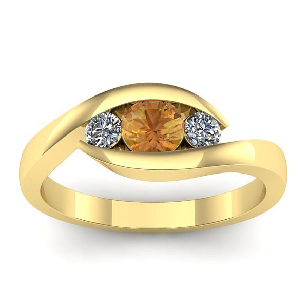 Inel cu citrin rotund