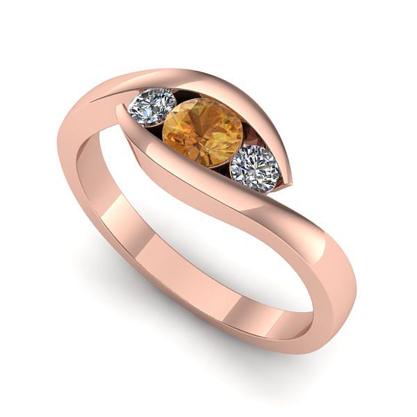 Inel de logodna din aur roz cu citrin