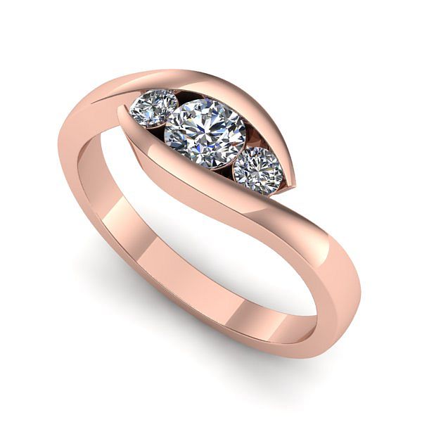 Inel din aur roz cu diamant