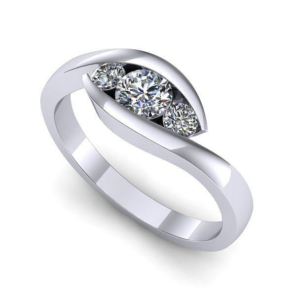 Inel de logodna din aur alb cu safir alb