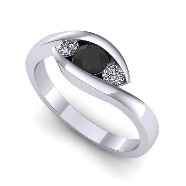 Inel logodna din aur alb cu diamant negru