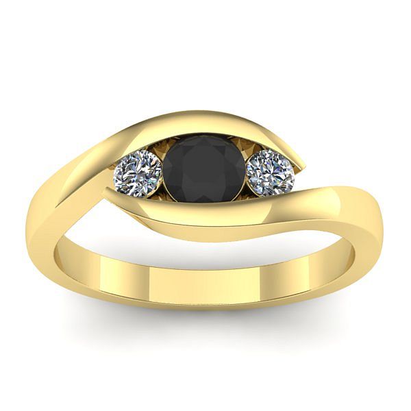 Inel de logodna cu diamant negru rotund