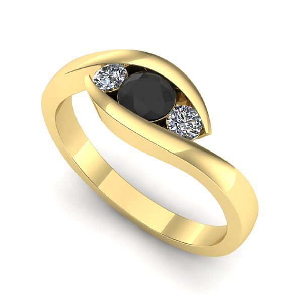 Inel din aur galben cu diamant negru