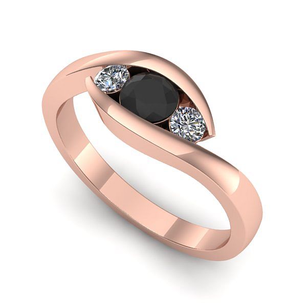 Inel de logodna din aur roz cu diamant negru