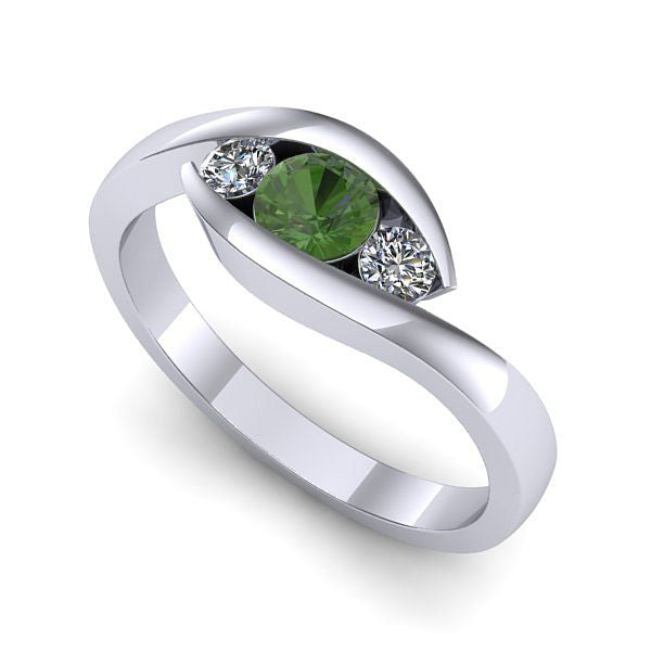 Inel logodna din aur alb cu peridot