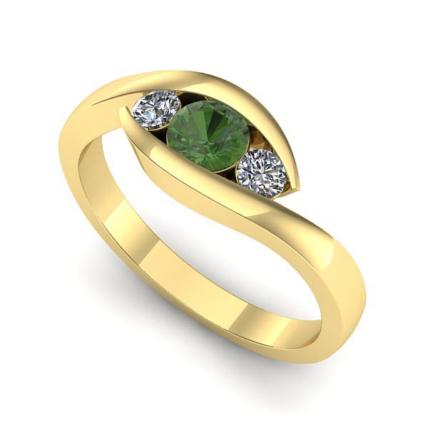 Inel logodna din aur galben cu peridot