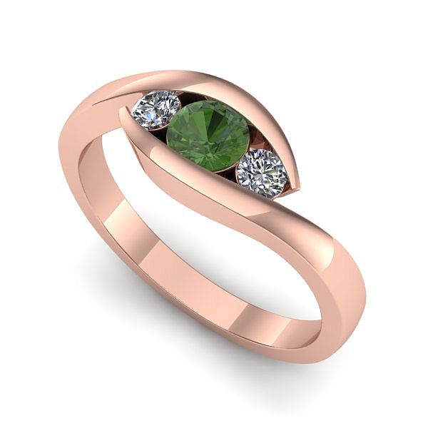 Inel logodna din aur roz cu peridot