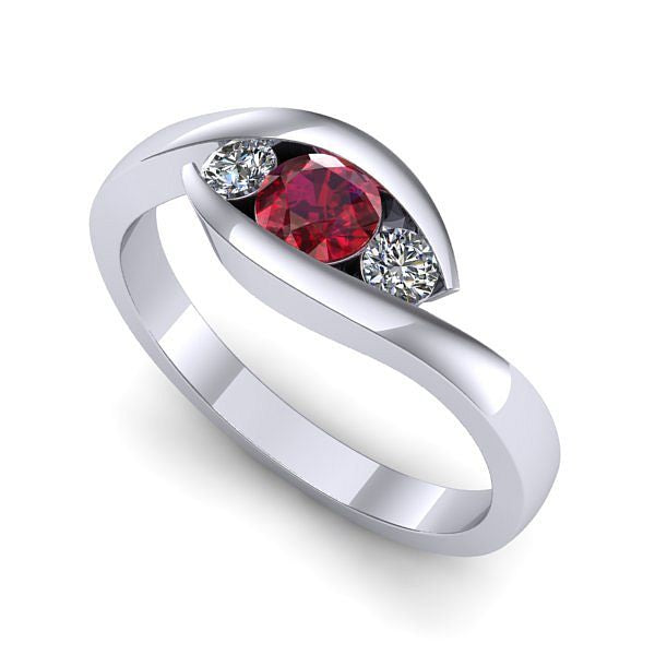 Inel din aur alb cu rubin