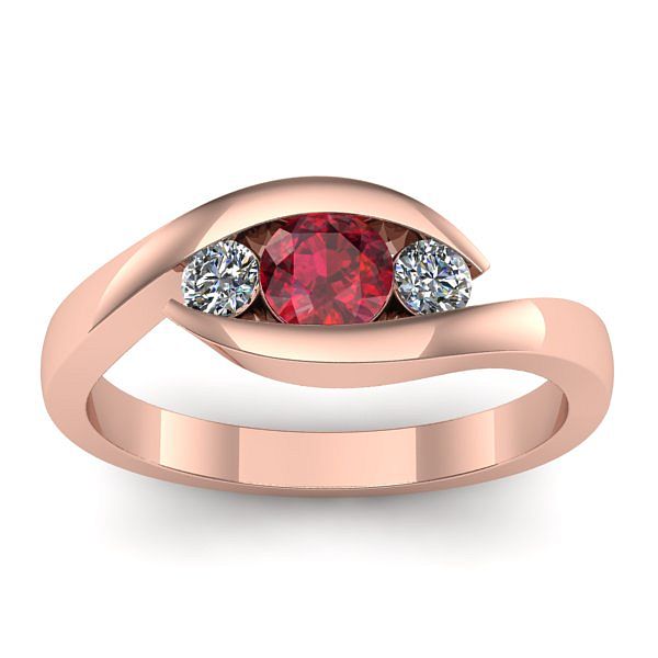 Inel logodna cu rubin rotund