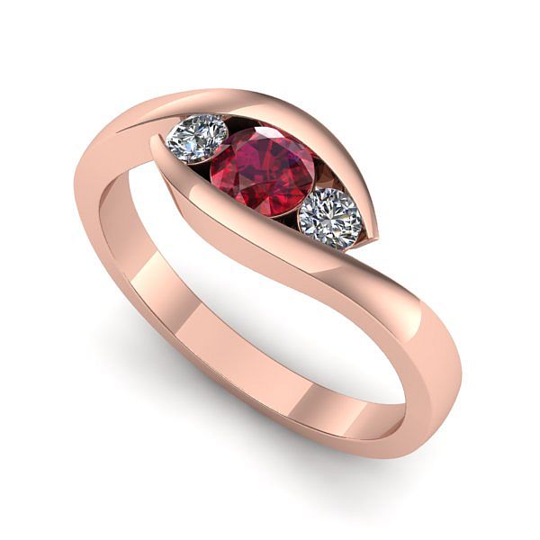 Inel din aur roz cu rubin
