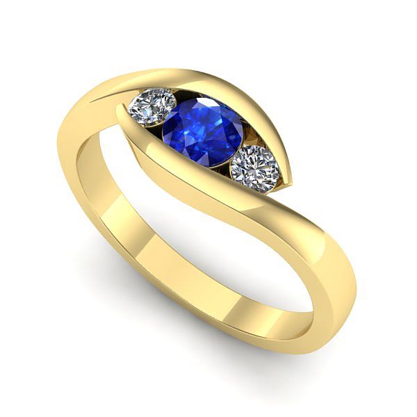 Inel din aur galben cu safir