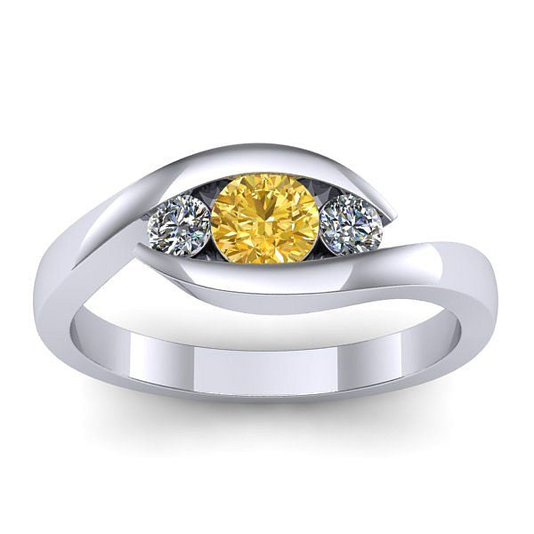 Inel logodna cu safir galben rotund