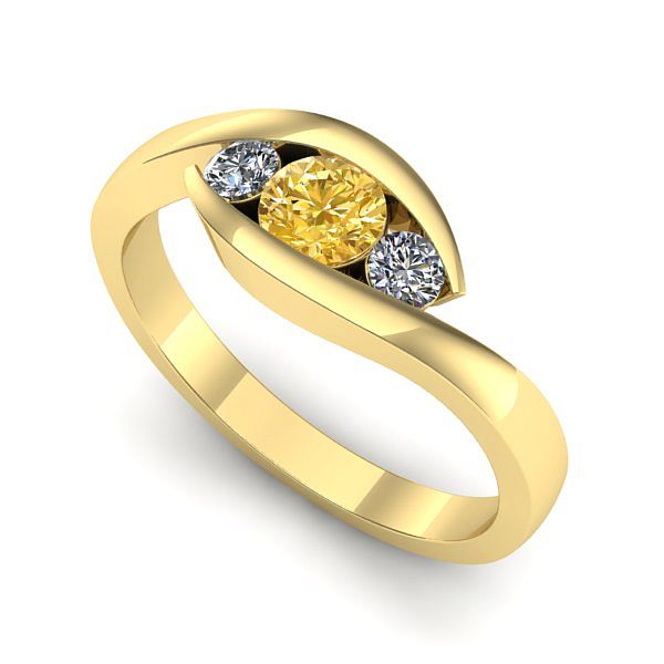 Inel de logodna din aur galben cu safir galben