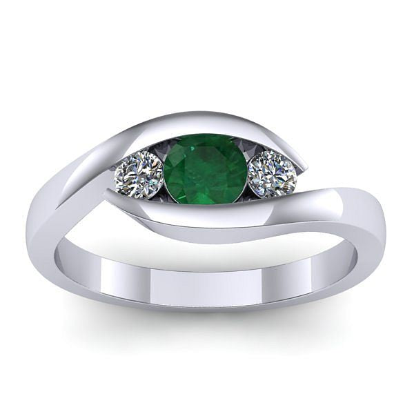 Inel logodna cu smarald rotund