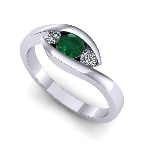 Inel din aur alb cu smarald