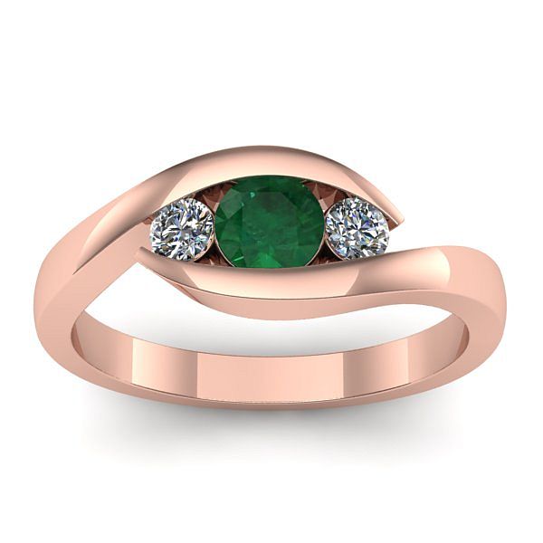 Inel logodna cu smarald rotund