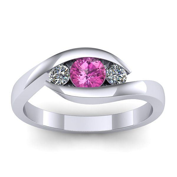 Inel de logodna cu safir roz rotund