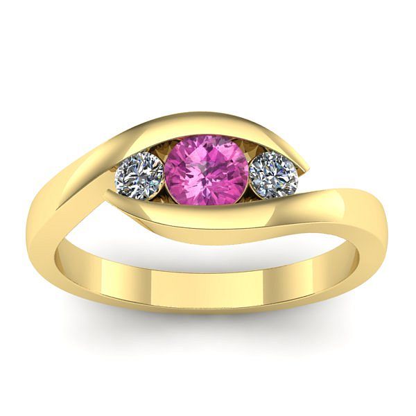 Inel cu safir roz rotund