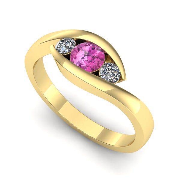 Inel de logodna din aur galben cu safir roz