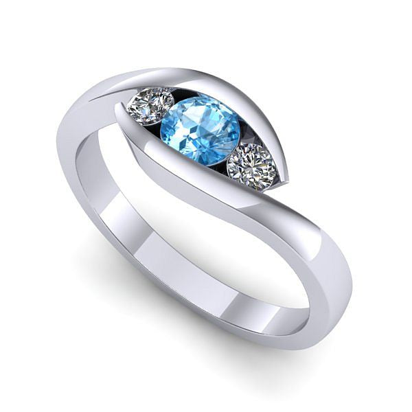 Inel logodna din aur alb cu topaz blue