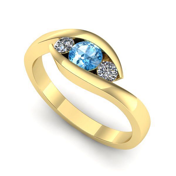 Inel din aur galben cu topaz blue