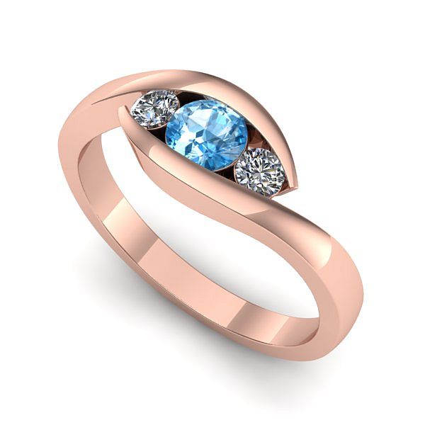 Inel de logodna din aur roz cu topaz blue