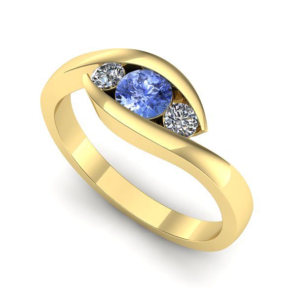 Inel din aur galben cu tanzanit