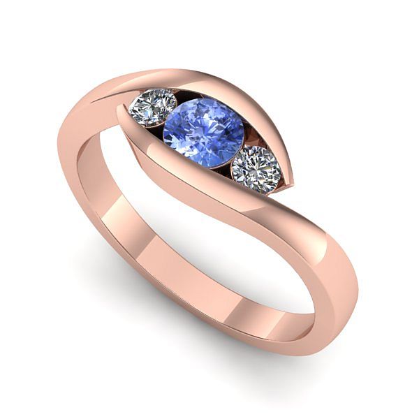 Inel din aur roz cu tanzanit